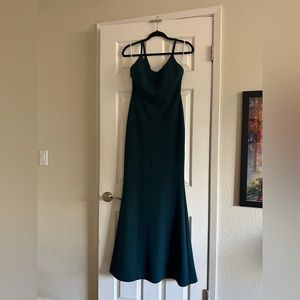 Lulus moment of bliss forest green backless mermaid maxi dress